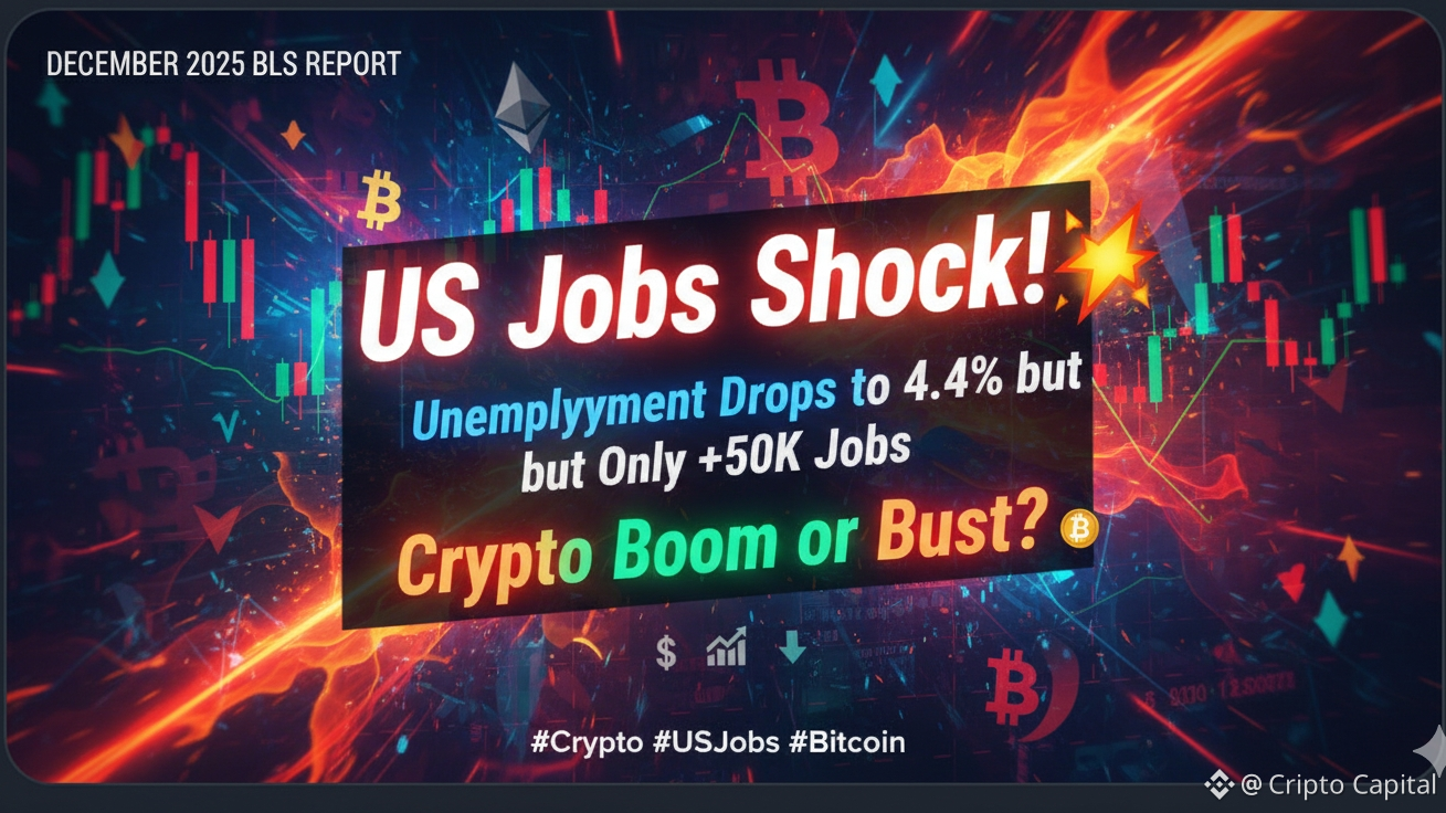 🚨 美国就业数据暴击！ 💥 失业率降至4.4%但仅新增5万岗位：加密货币是繁荣还是崩盘？ | Cripto Capital发布于币安广场