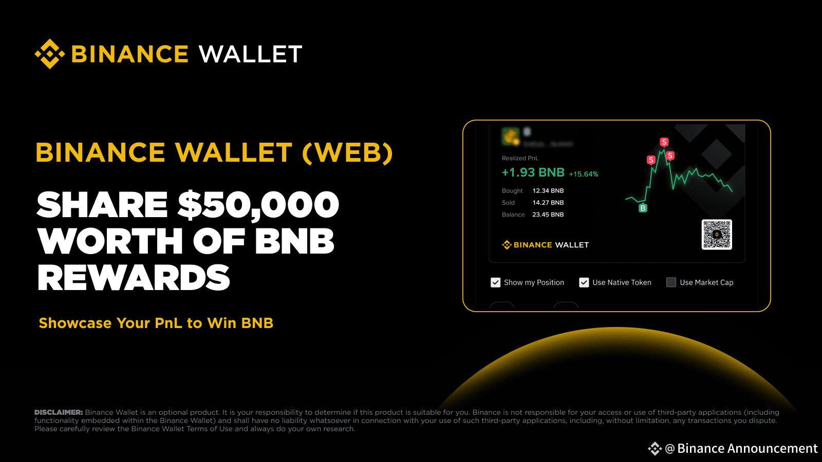 Showcase Your Binance Wallet (Web) Alpha PnL & Win a Share of the $50,000  BNB Prize Pool | Binance Announcement on Binance Square