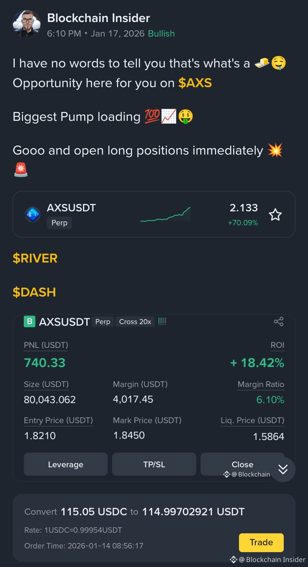 AXS #CONGRATS🎉✨ To All Users who follow my this call and | Blockchain  Insider on Binance Square