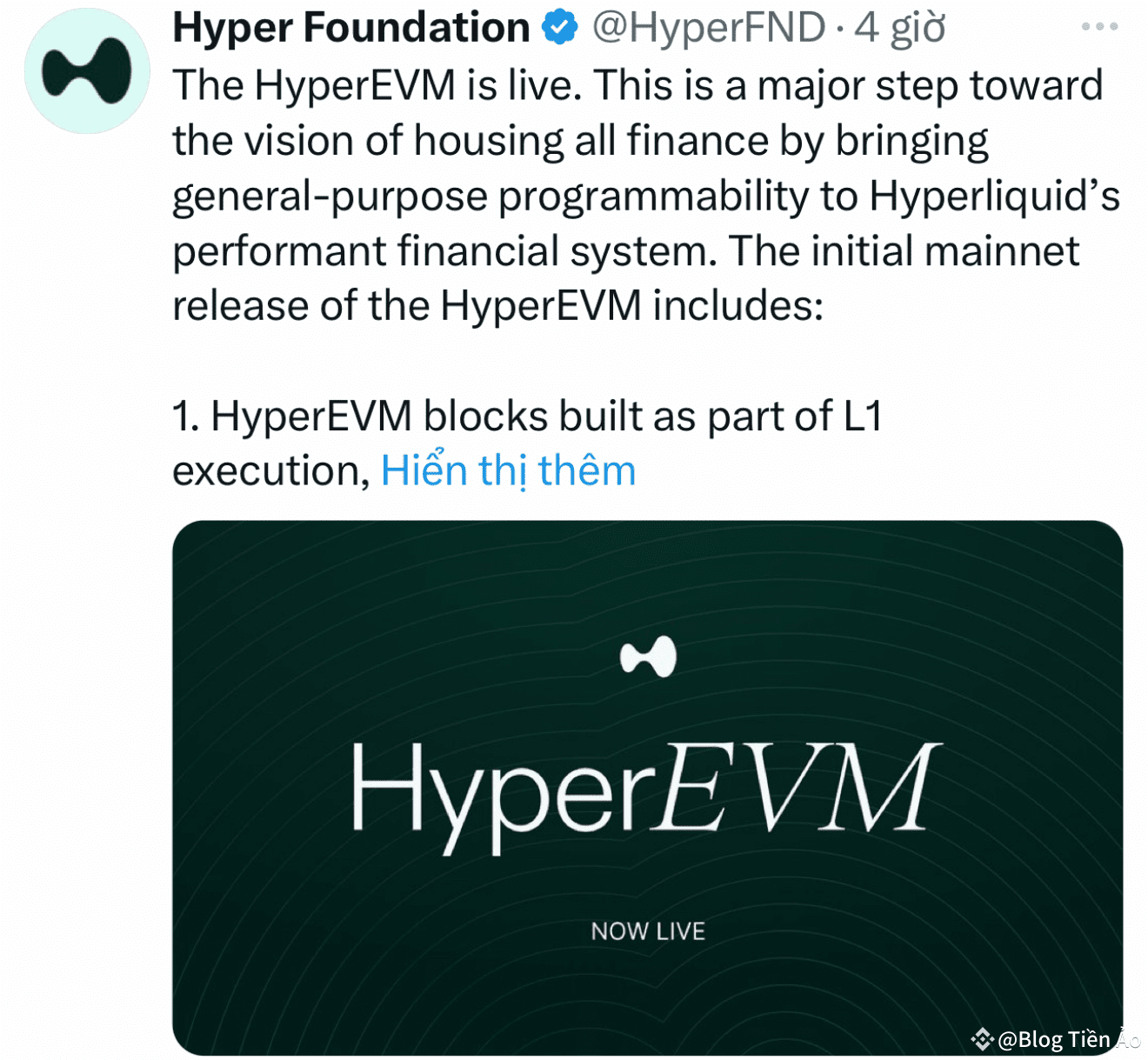 Hyperliquid $HYPE Officially Launches HyperEVM Hyperliquid | Blog Tiền Ảo  on Binance Square