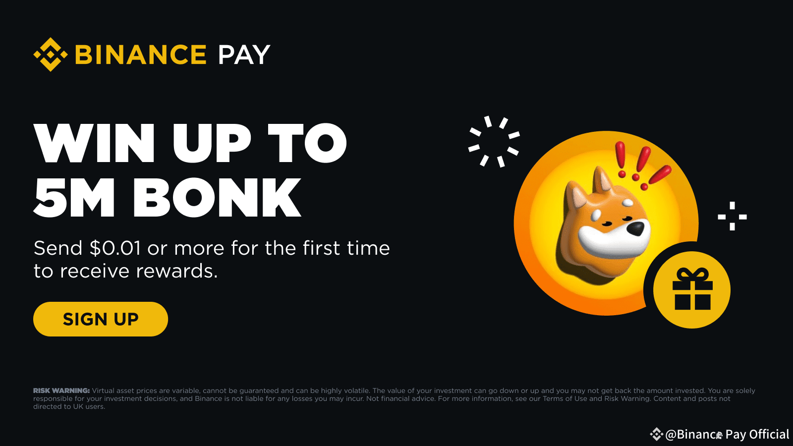 Win up to 5M $BONK when you send at least $0.01 to your frie | Binance Pay  Official on Binance Square