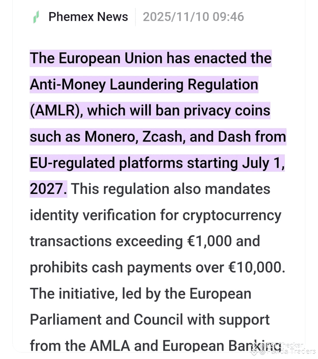 🚨 WARNING: $ZK , $ZEC , $DASH to Be Banned in EU 🚨 The | Panda Traders on  Binance Square