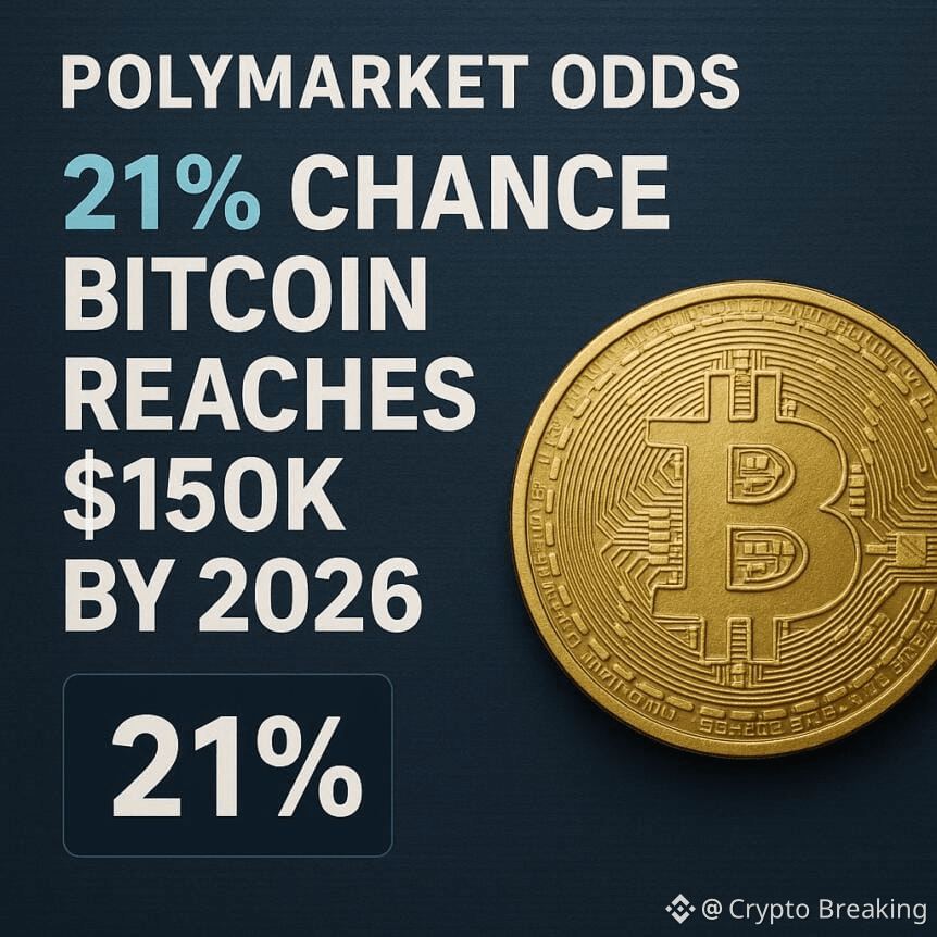 Polymarket Odds: 21% Chance Bitcoin Reaches $150k By 2026