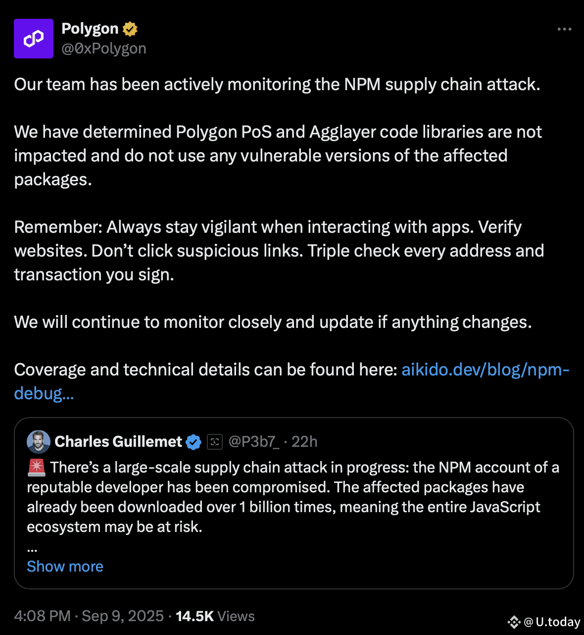 Polygon unaffected by recent NPM hack