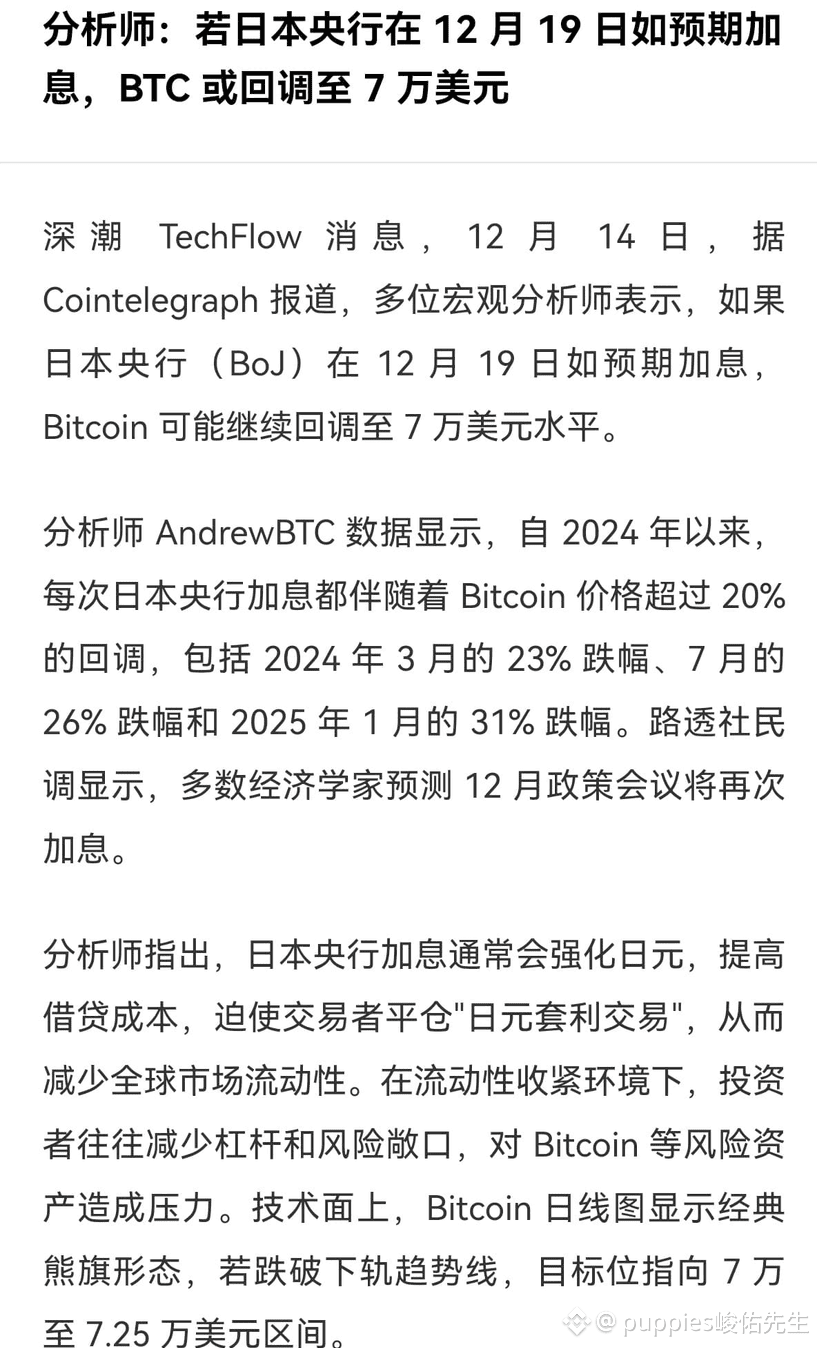 BTC $BNB $SOL 🔥重磅：日本央行要放大招了？专家警告：比特币恐暴跌至7万美元！ 🪙兄弟们注意了！比特| 峻佑先生发布于币安广场