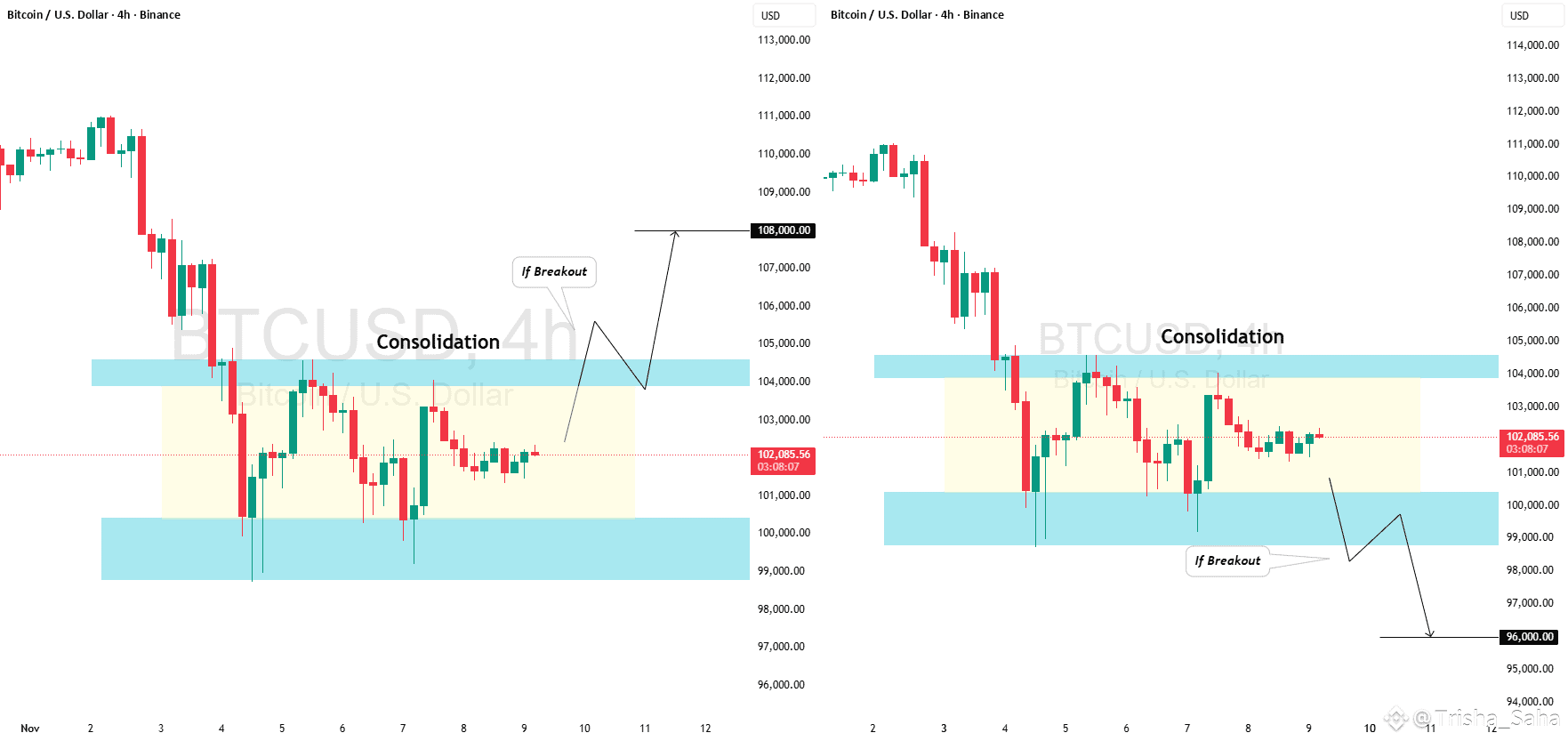 BITCOIN (BTC/USD): Consolidates—Breakout or Breakdown Ahead?🥱📋🎉 |  Trisha_Saha on Binance Square