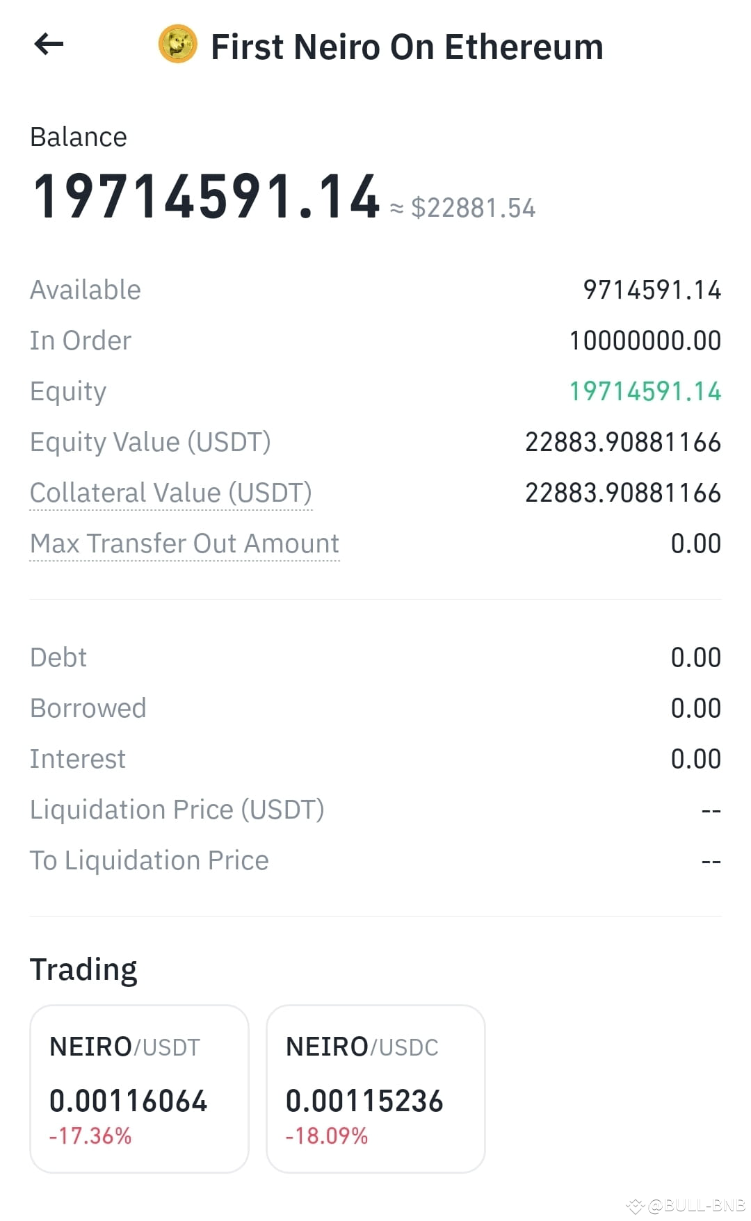 I Had 50 000 Usd Worth Of NEIRO A Few Days Ago 22 000 Lef BULL BNB i-had-50-000-usd-worth-of-neiro-a-few-days-ago-22-000-lef-bull-bnb