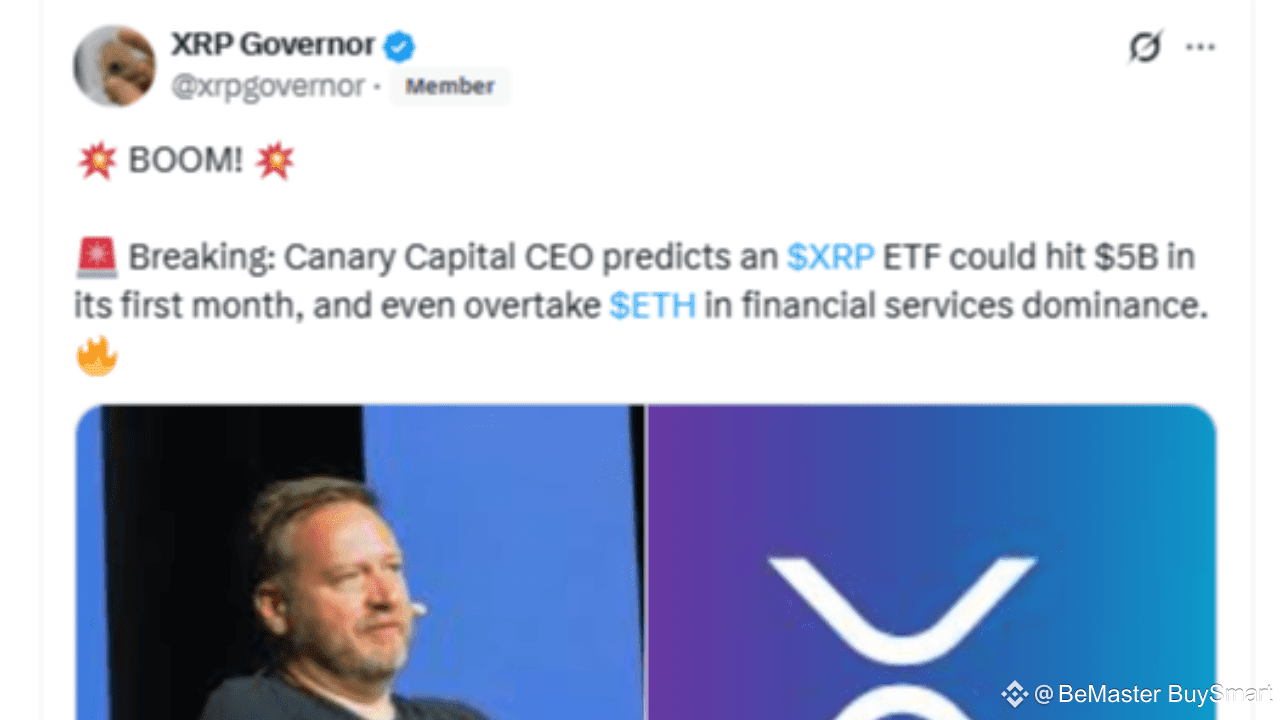XRP Price Prediction: Canary Capital CEO Sees $5B ETF Launch, XRP Could  Overtake Ethereum | BeMaster BuySmart on Binance Square