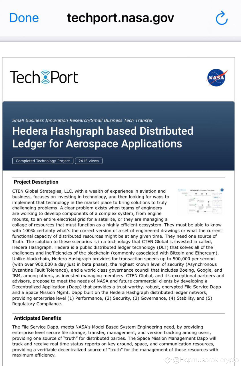 🌌 NASA and Hedera Hashgraph: Innovations in Space and | Hopmusorok crypto  on Binance Square