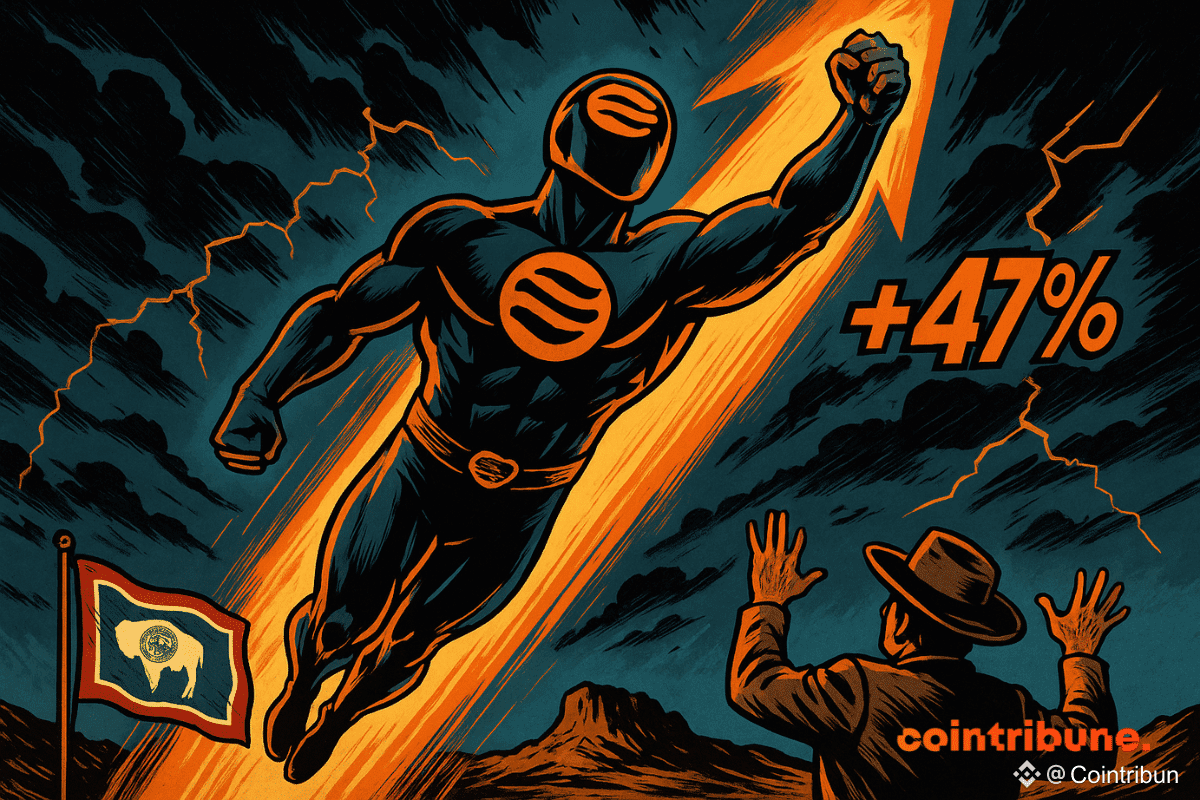 L’image montre un super-héros symbolisant la crypto SEI.