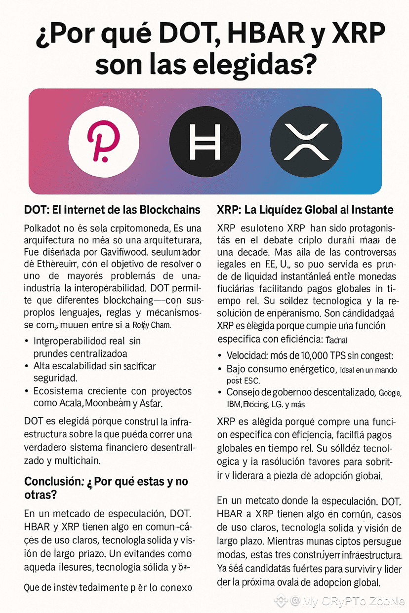 Why are DOT, HBAR, and XRP the chosen ones? | My CRyPTo ZooNe on Binance  Square