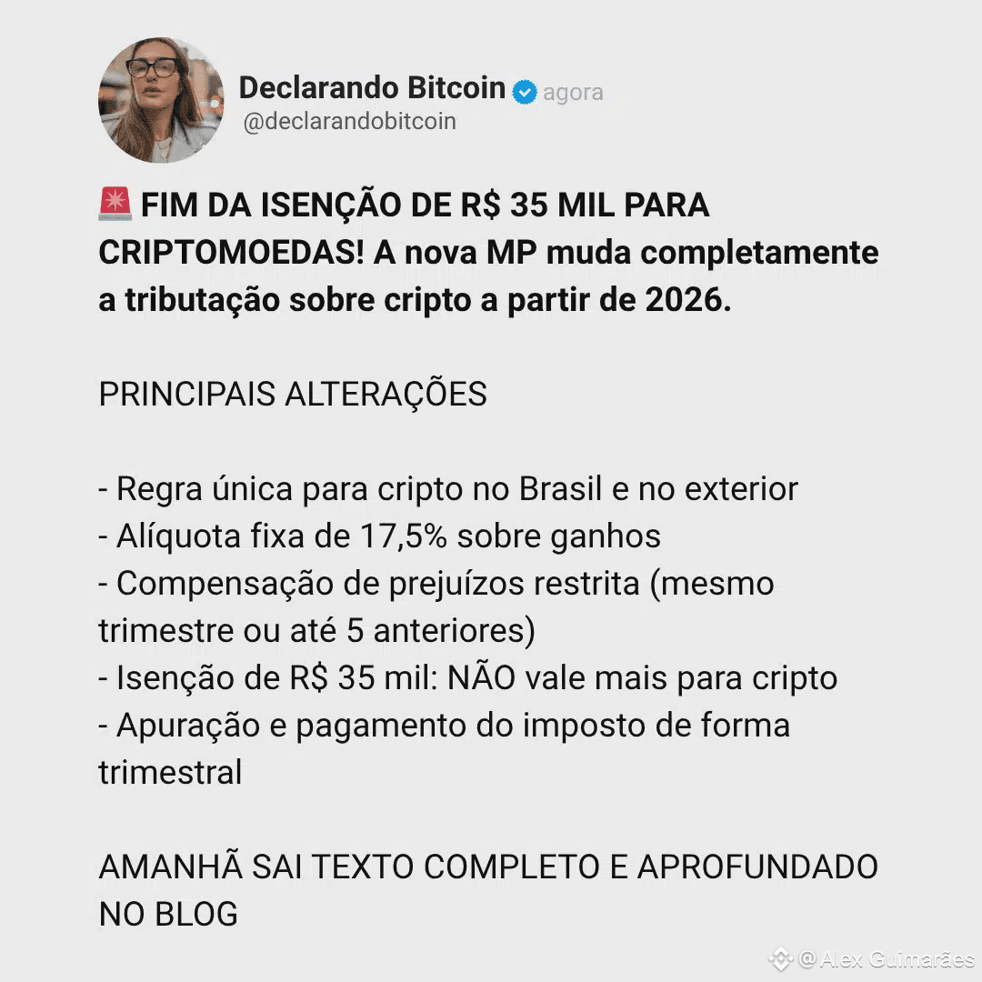Lula acaba com isenção do imposto para criptomoedas até R$ 35 mil e vai  tributar autocustódia | Alex Guimarães no Binance Square