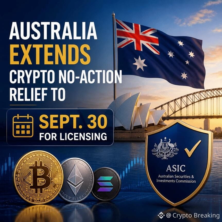Australia Extends Crypto No-Action Relief To Sept. 30 For Licensing