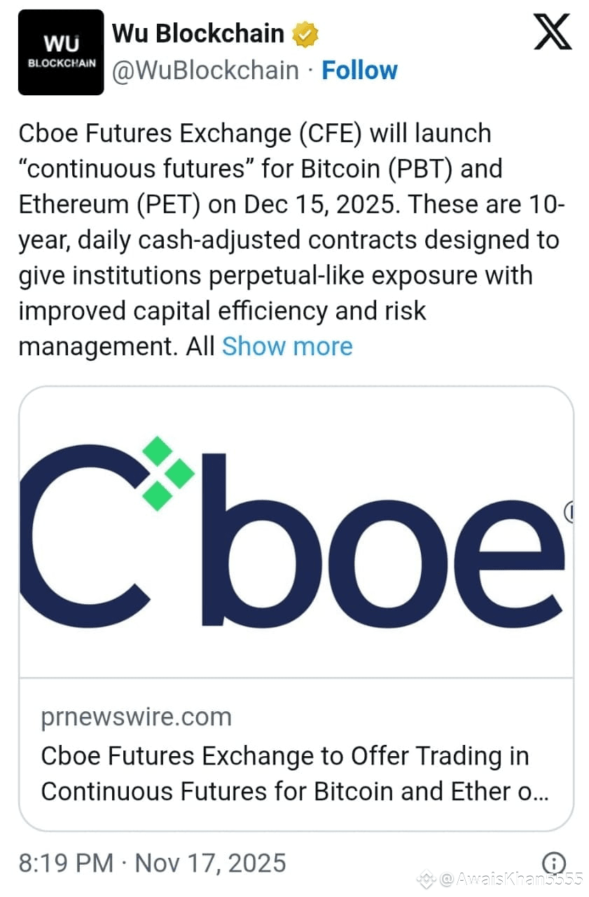 🚨 CBOE to launch $BTC and $ETH Continuous Future on Decembe | Mr Ghost 786  on Binance Square