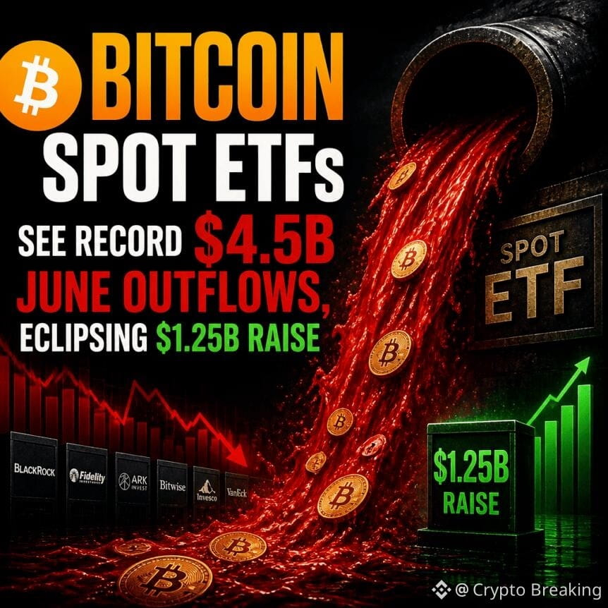Bitcoin Spot Etfs See Record $4.5b June Outflows, Eclipsing $1.25b Raise