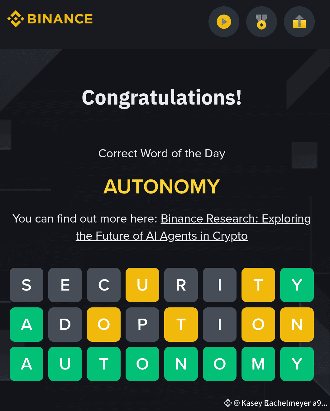 8 letter word of the day play to earn more points on Binance | Kasey  Kachelmeyer a9kU on Binance Square