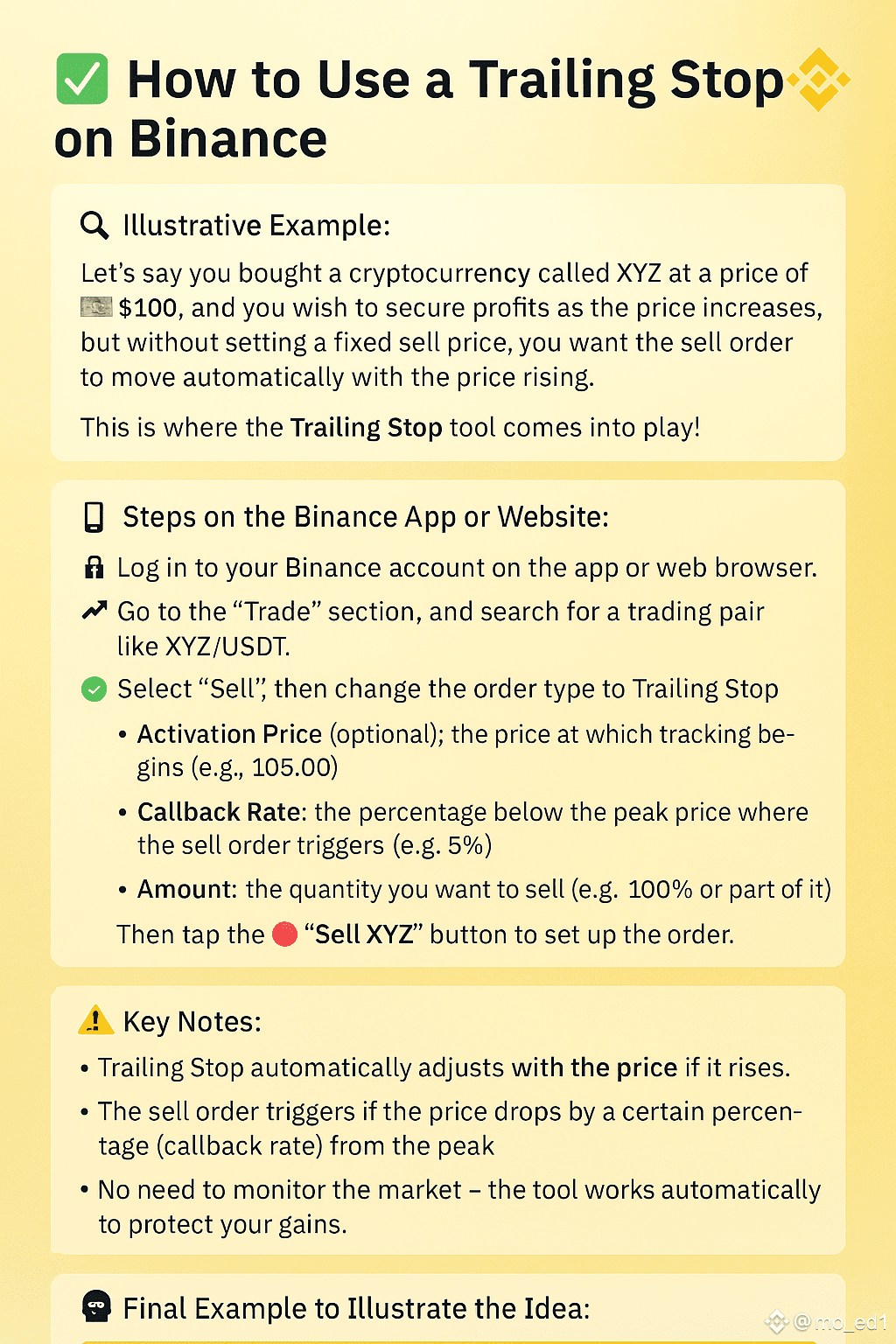 ✓ How to Use the Trailing Stop Tool to Protect Your Profits | mo_ed1 on  Binance Square
