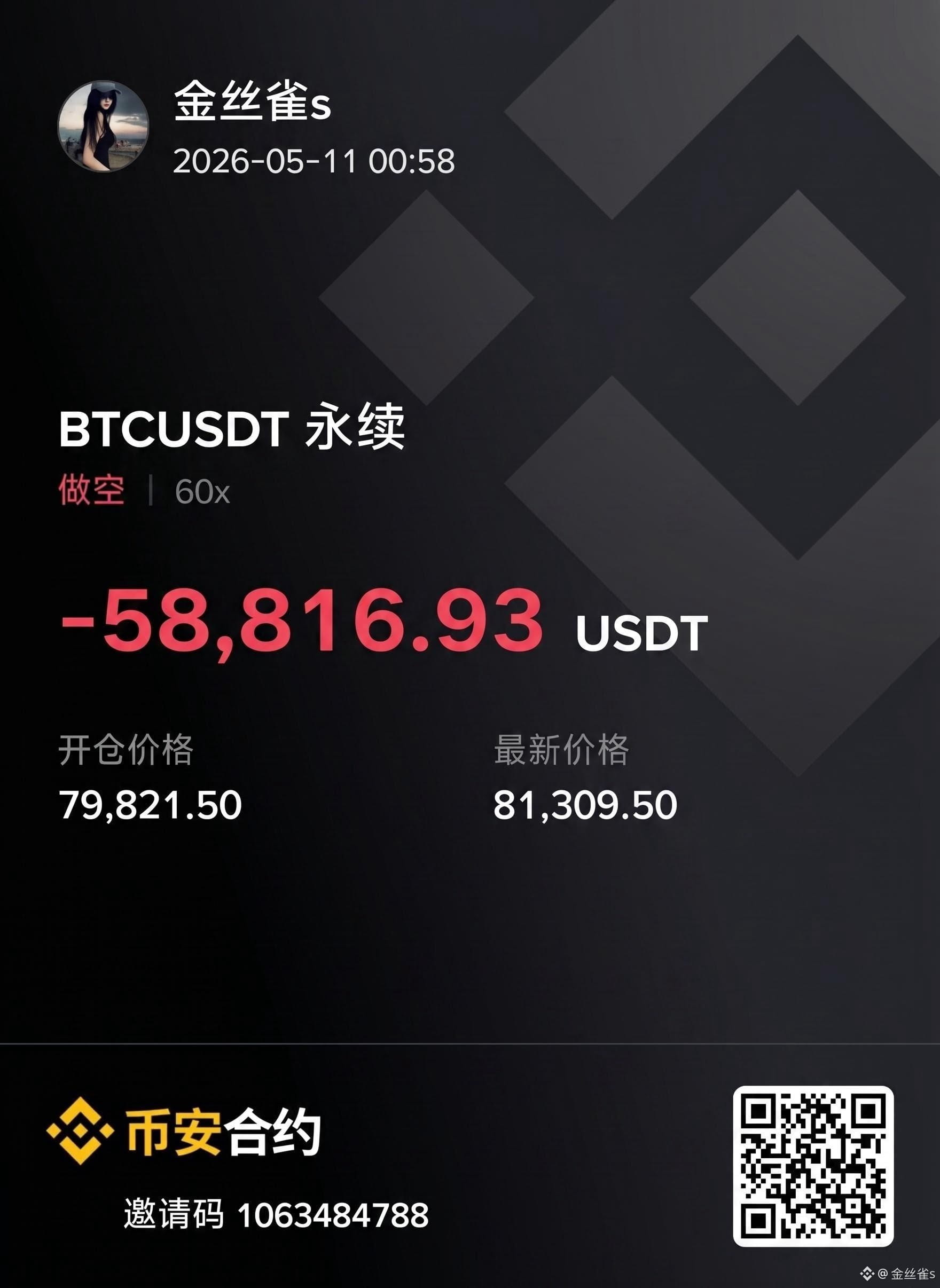 $BTC 狗庄放我一条路吧 已经亏400万了一直忙到深夜也是无奈把厂子抵押了2000万 我现在已经把全身家当都冲进去了 | 金丝雀s发布于币安广场