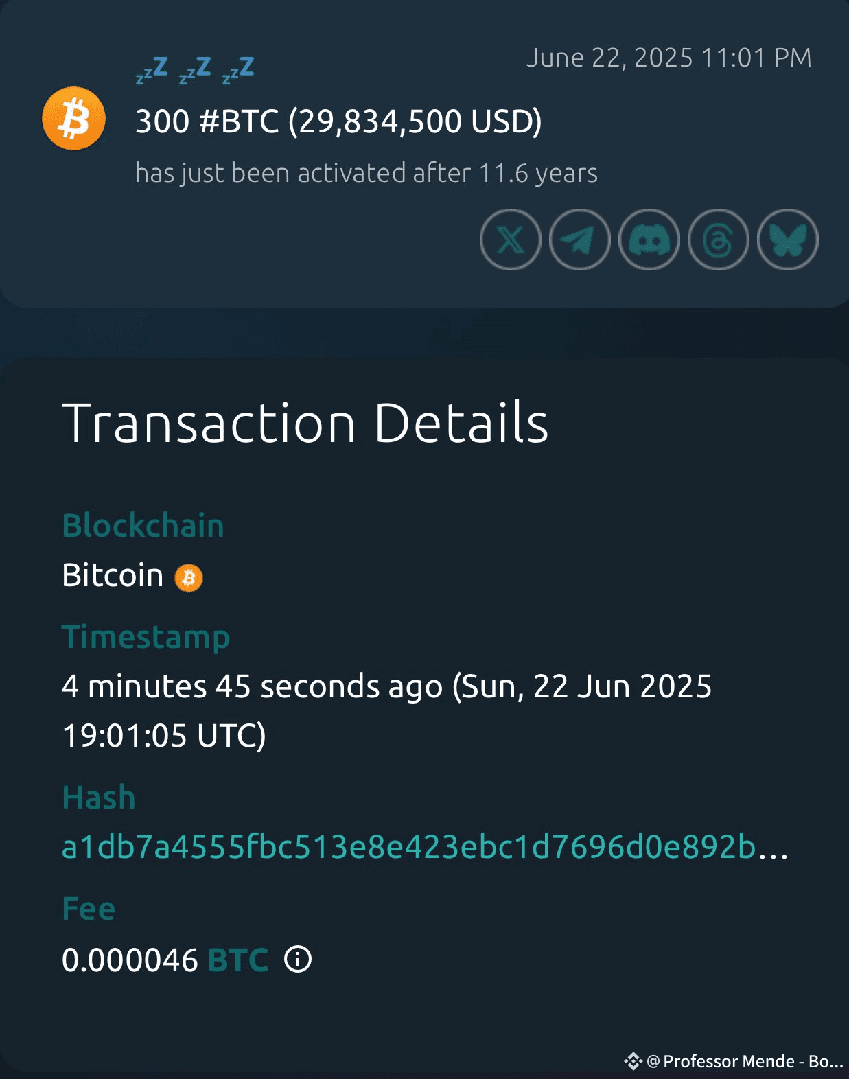 Sleeping Wallet with 300 $BTC WOKE UP after 11.6 YEARS! A | Professor Mende  - Bonuz Ecosystem Founder on Binance Square