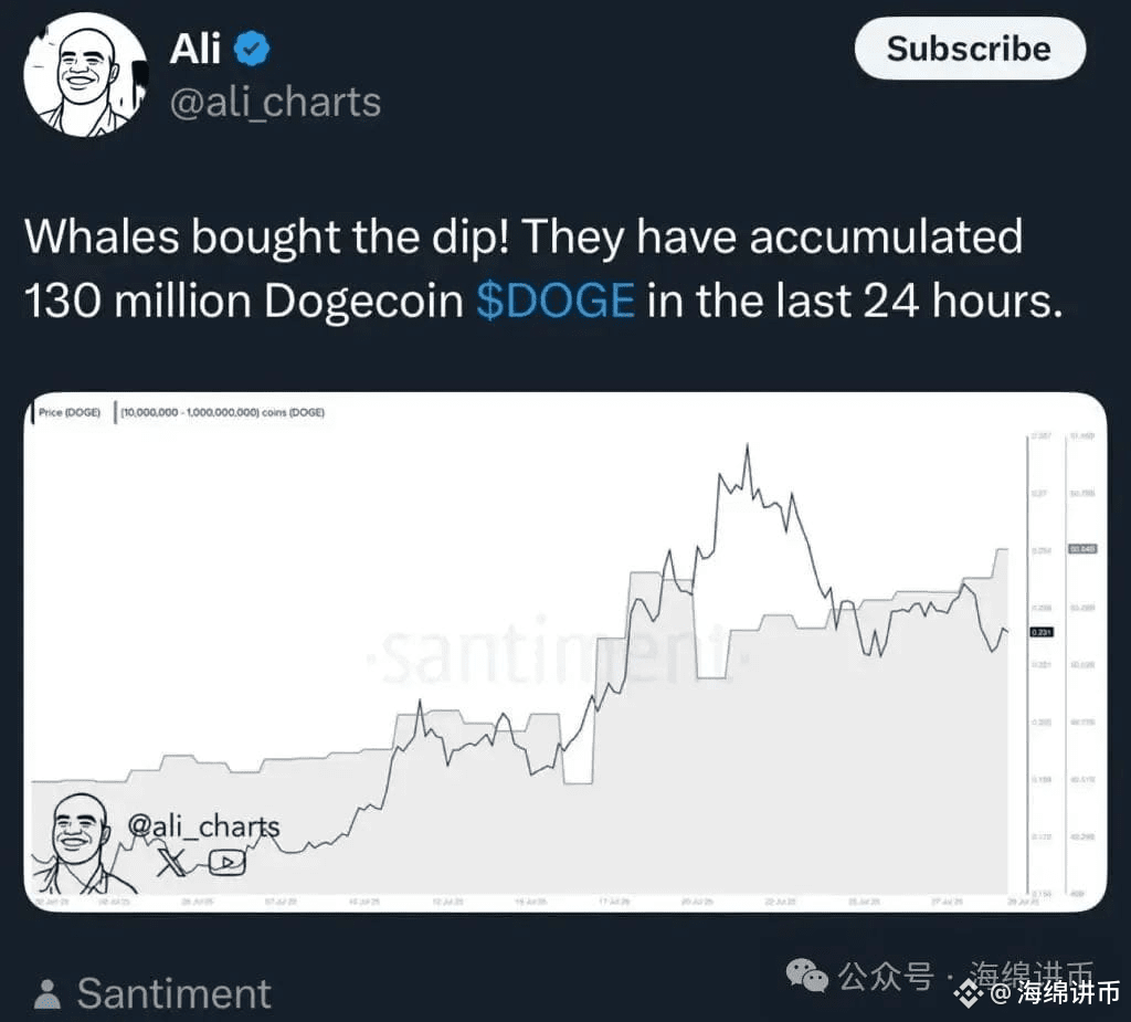 Doge Whale增持趋势|资料来源：Ali Martinez，X