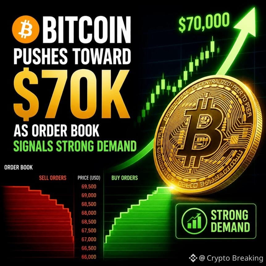 Bitcoin Pushes Toward $70k As Order Book Signals Strong Demand