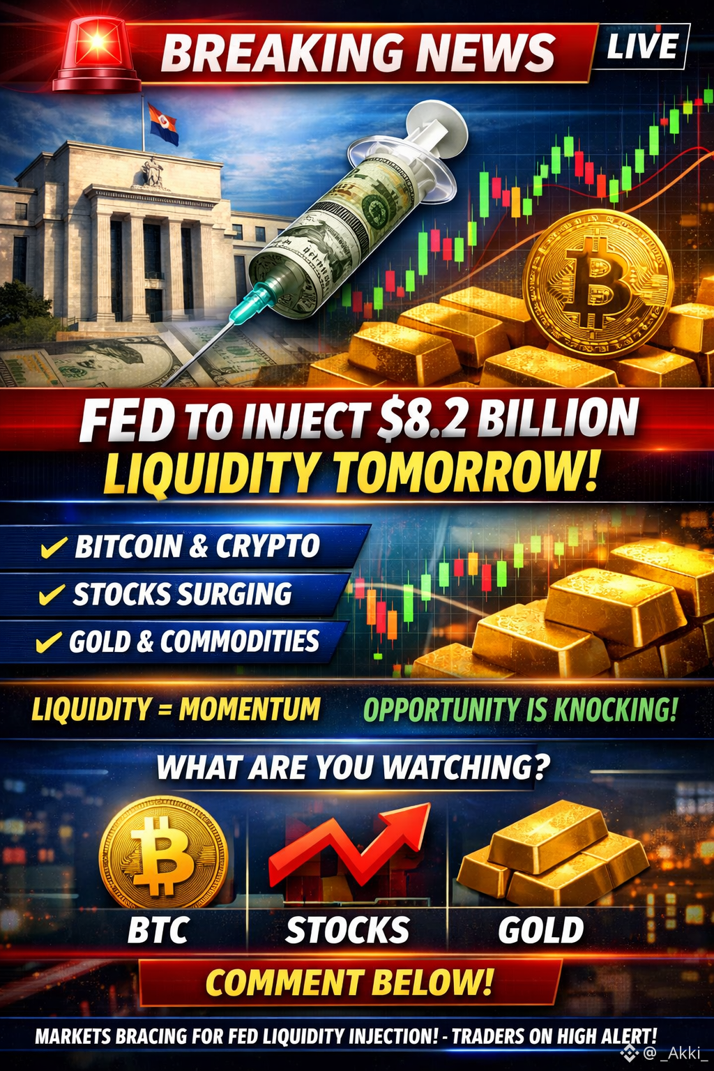 🚨 緊急新聞🚨 💰💉 美聯儲將於明天注入82億美元流動性！$BTC $DUSK 這絕不是一次小動作👀 | 幣安廣場上的_Akki_