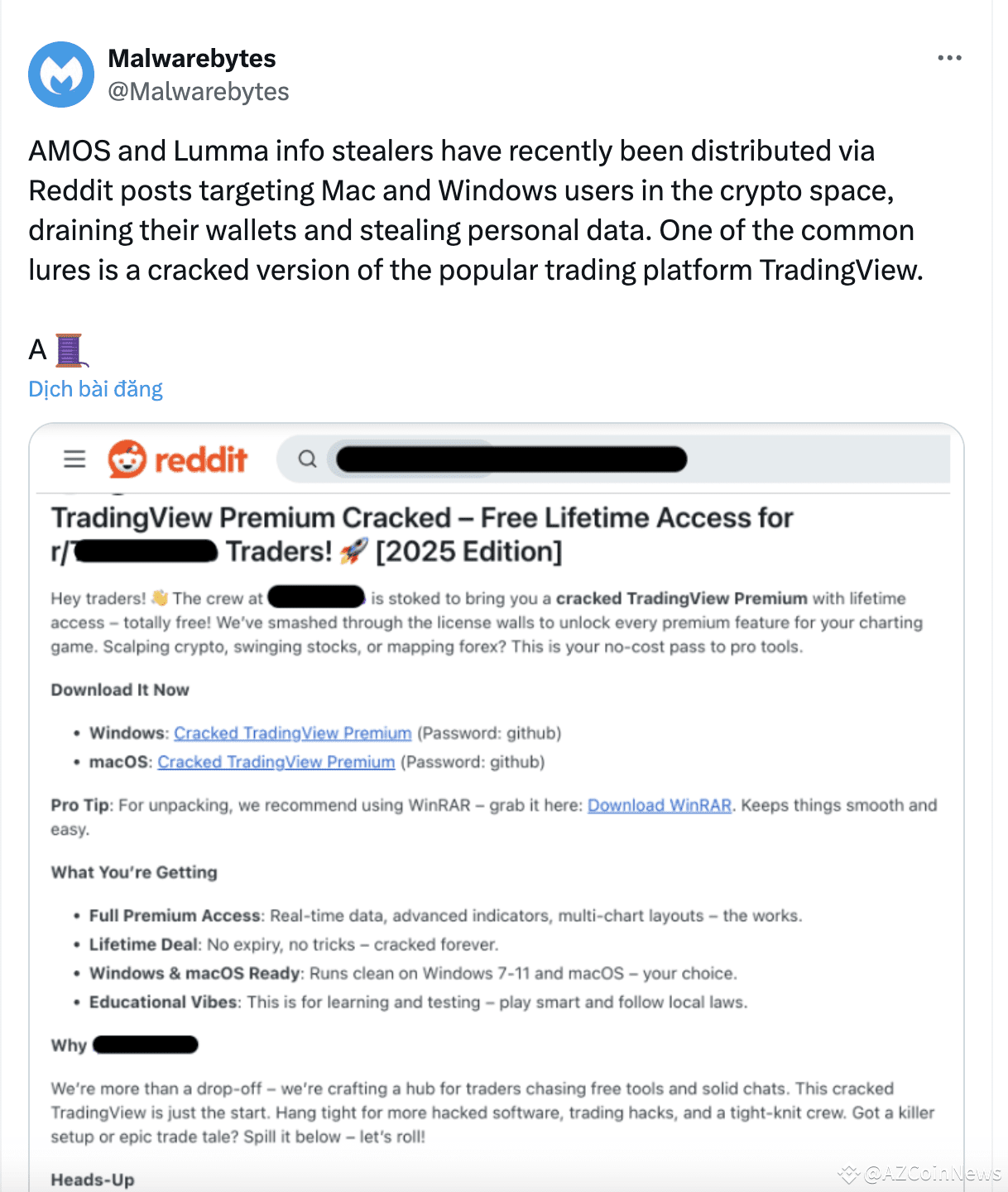 SlowMist: AMOS and Lumma Information-Stealing Malware Targeting  Cryptocurrency Users via Reddit Post | CoinPhoton på Binance Square