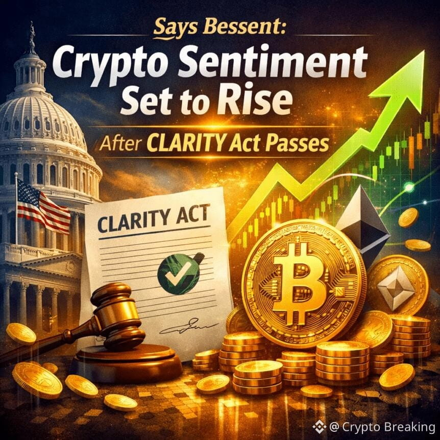 Says Bessent: Crypto Sentiment Set To Rise After Clarity Act Passes