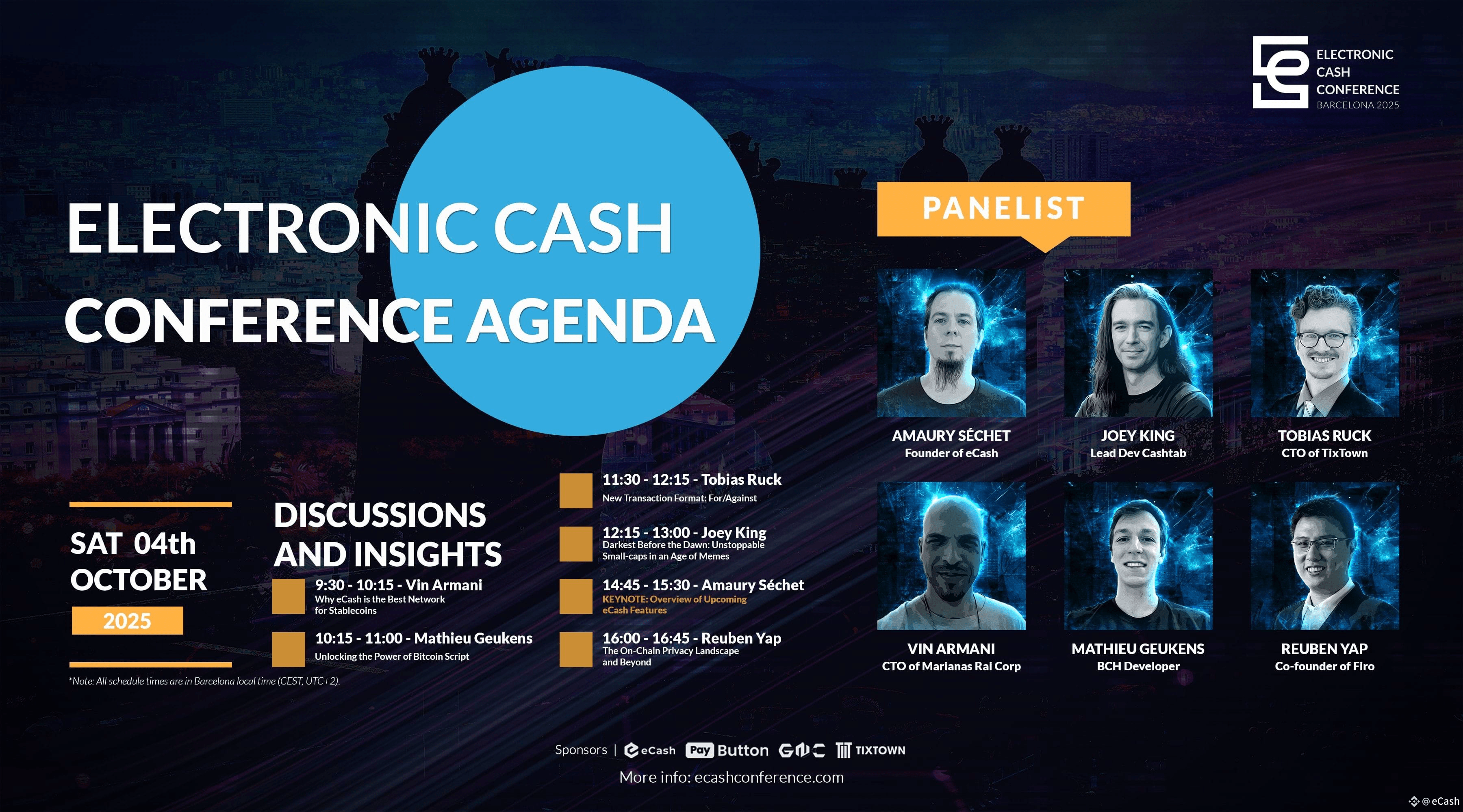 📢 The ECC 2025 agenda has been slightly updated. The full a | eCash on  Binance Square