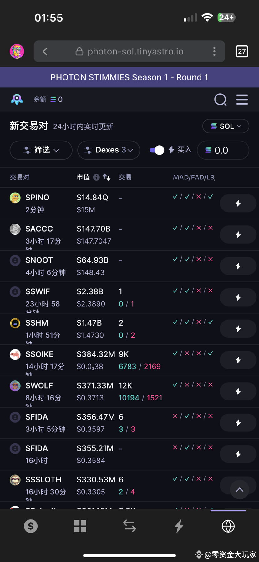 Solana trading robot Photon has started the first season of | 零资金大玩家 on  Binance Square