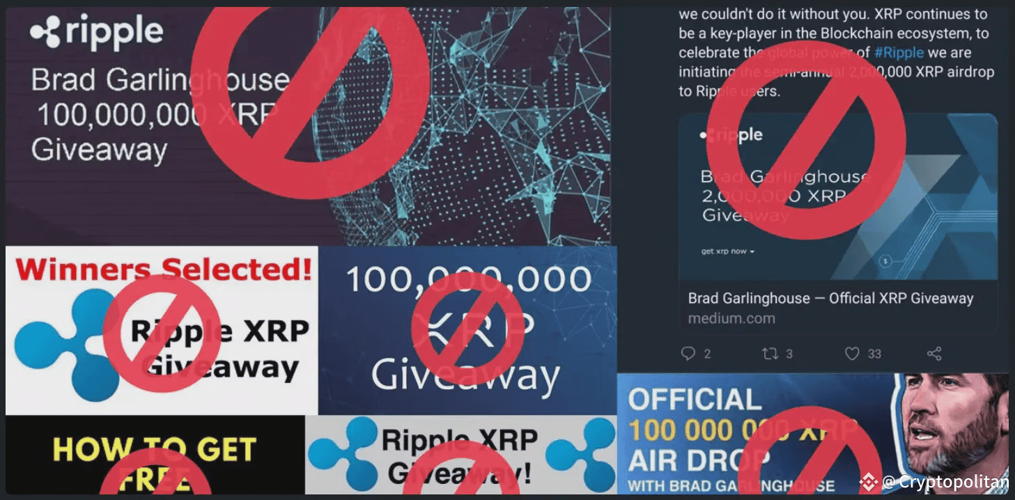 Ripple flags a new XRP scam wave on YouTube.