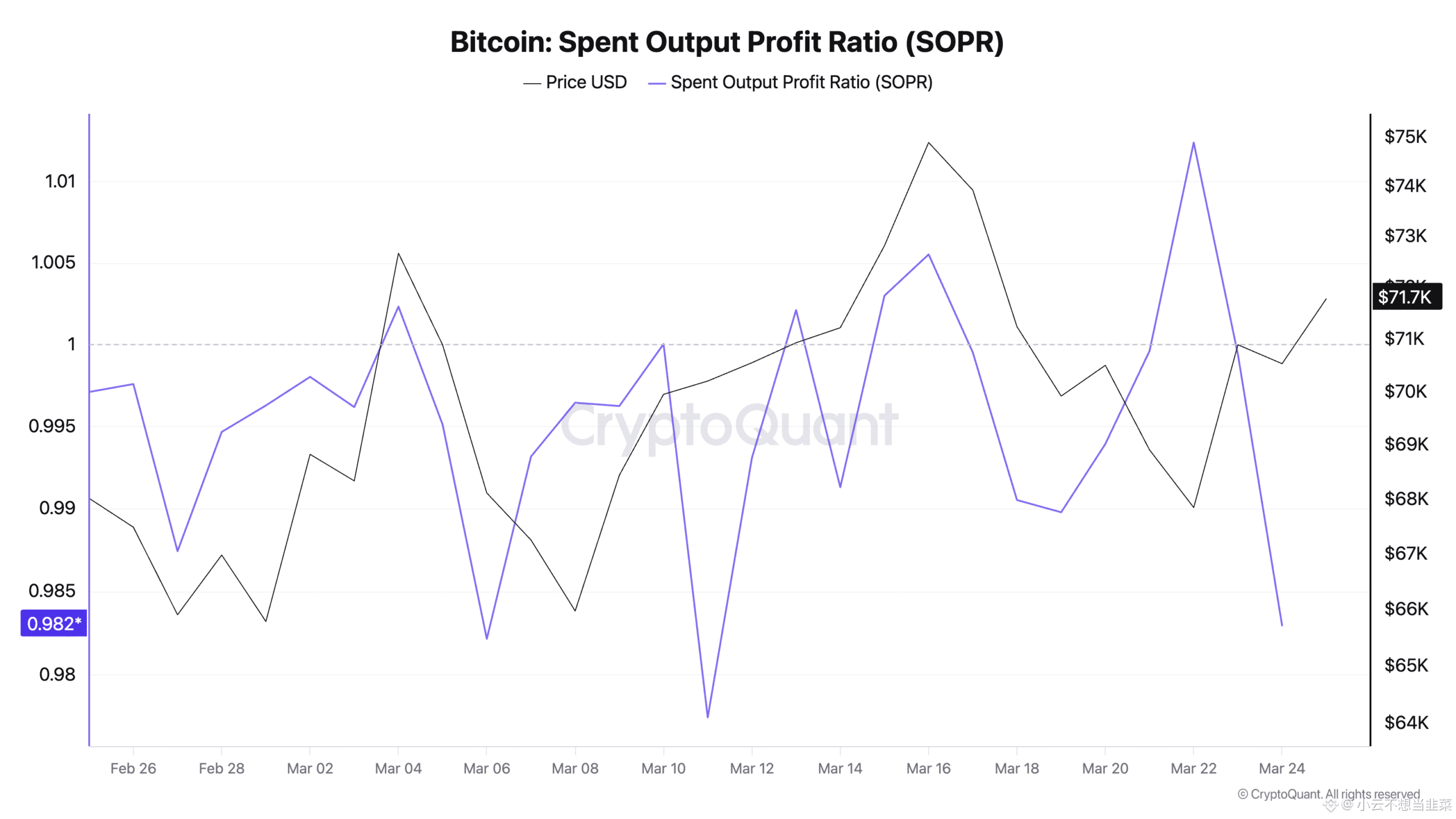 比特币支出产出利润率（SOPR）