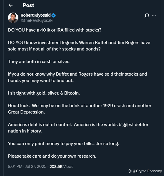 Tweet by theRealKiyosaki