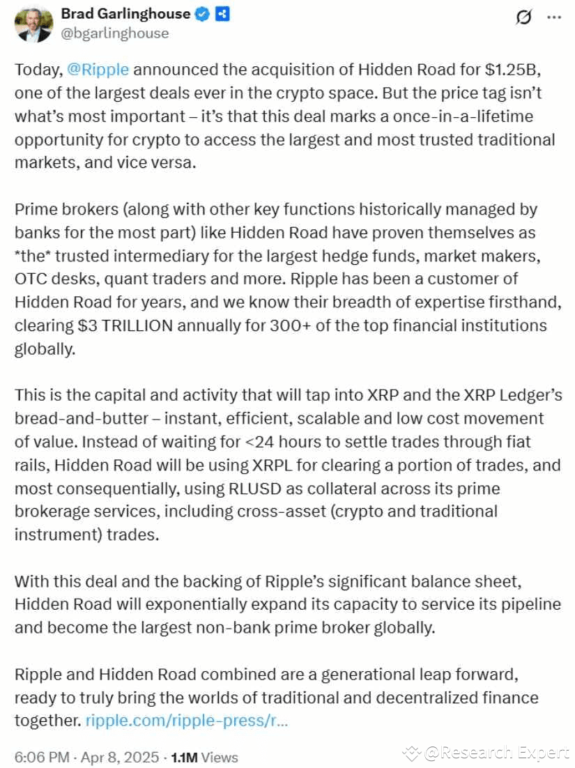 💥Ripple News: $1.25B Hidden Road Acquisition Marks Defining Moment for  XRP💥 | Research Expert on Binance Square