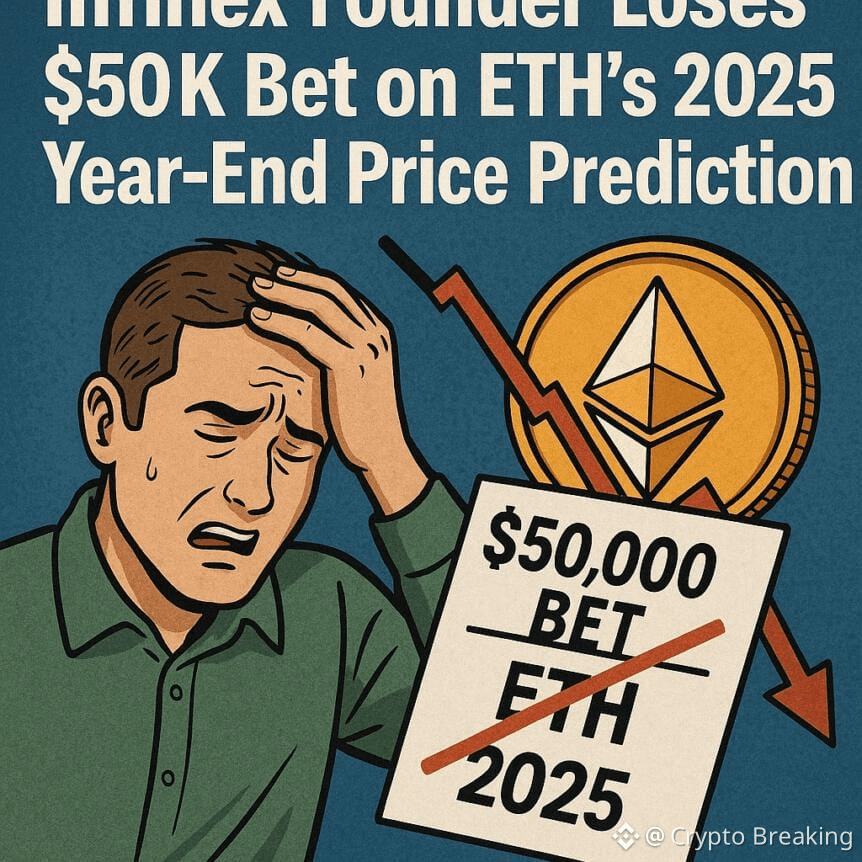 Infinex Founder Loses $50k Bet On Eth's 2025 Year-End Price Prediction