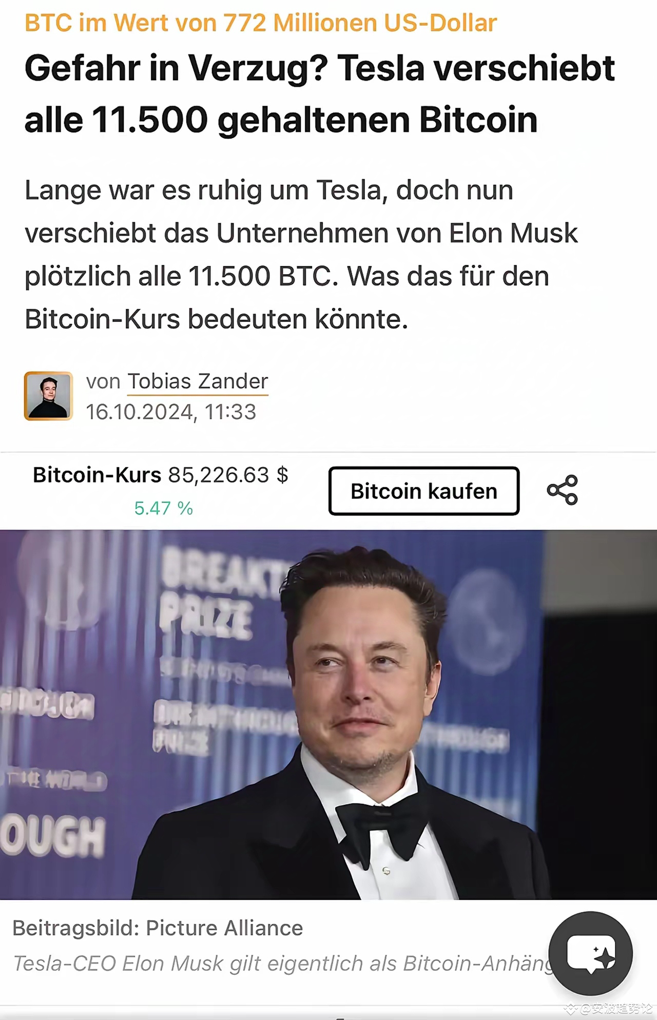 Tesla transferred all 11,500 bitcoins it holds Musk has gone | 波 波 on  Binance Square