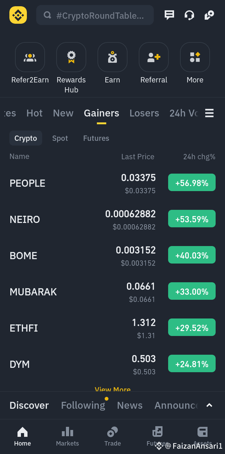 Gainers Coin $PEOPLE $NEIRO $BOME #Write2Earn #Crypto | FaizanAnsari1 على  Binance Square