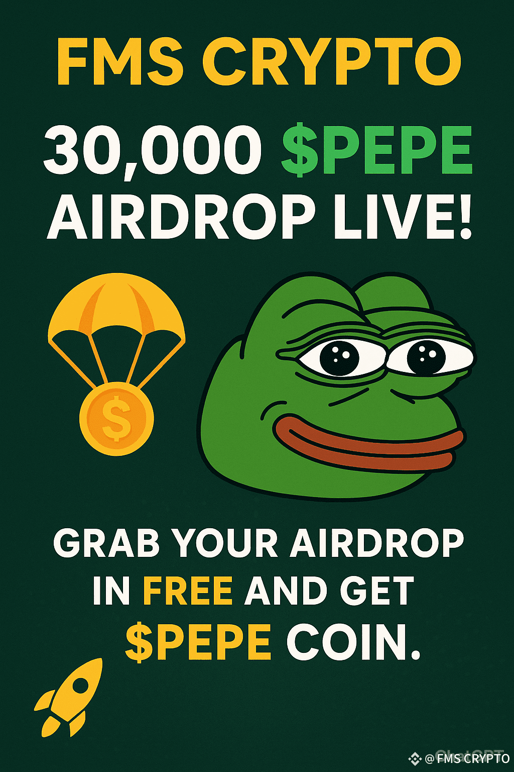 FMS CRYPTO 👑 🎉 30,000 $PEPE Airdrop LIVE! 🚀 Claim your | FMS CRYPTO on  Binance Square