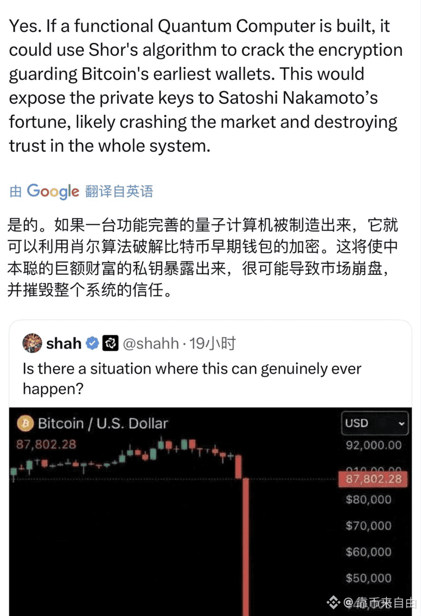🤣谁信这个，我笑他一辈子。 一台功能完善的量子计算机，可以完美破解$BTC 早期钱包，这样就可以“偷走”中本聪手里那| 靠币来自由发布于币安广场