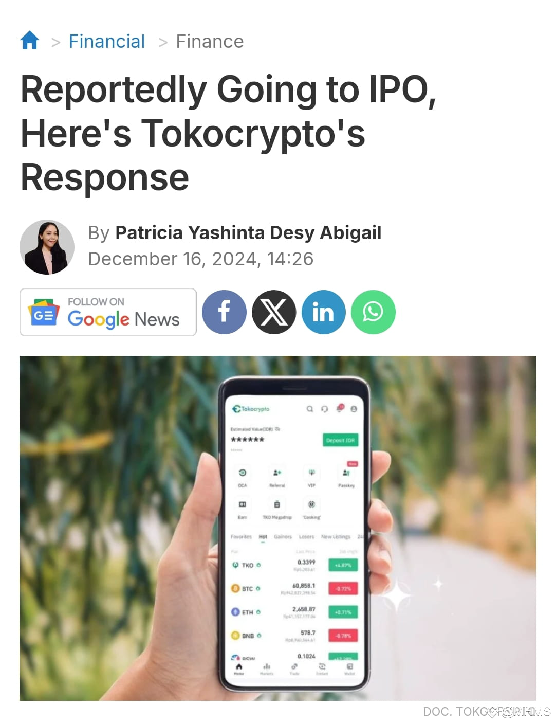 Latest #tokocrypto News, Opinions and Feed Today | Binance Square
