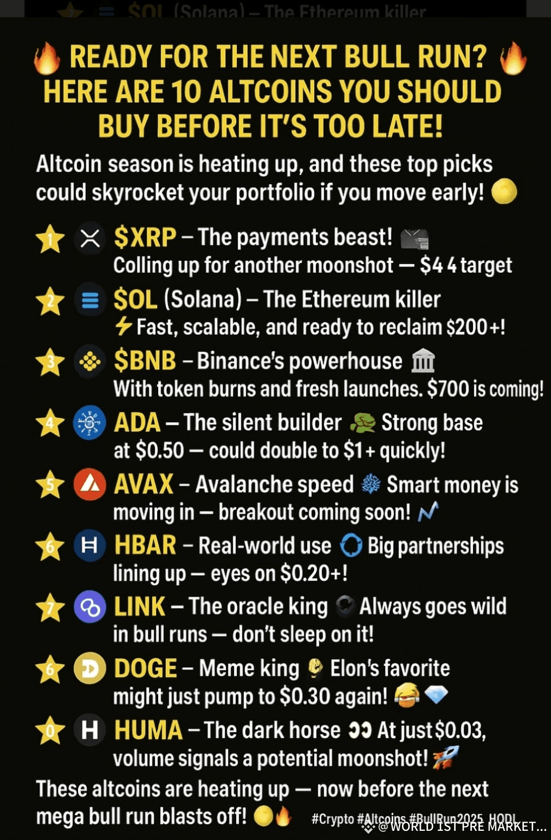 🔥🚀 Ready for the NEXT Bull Run? Here Are 10 Altcoins You | FIDA  PRE-MARKET EXPERT on Binance Square