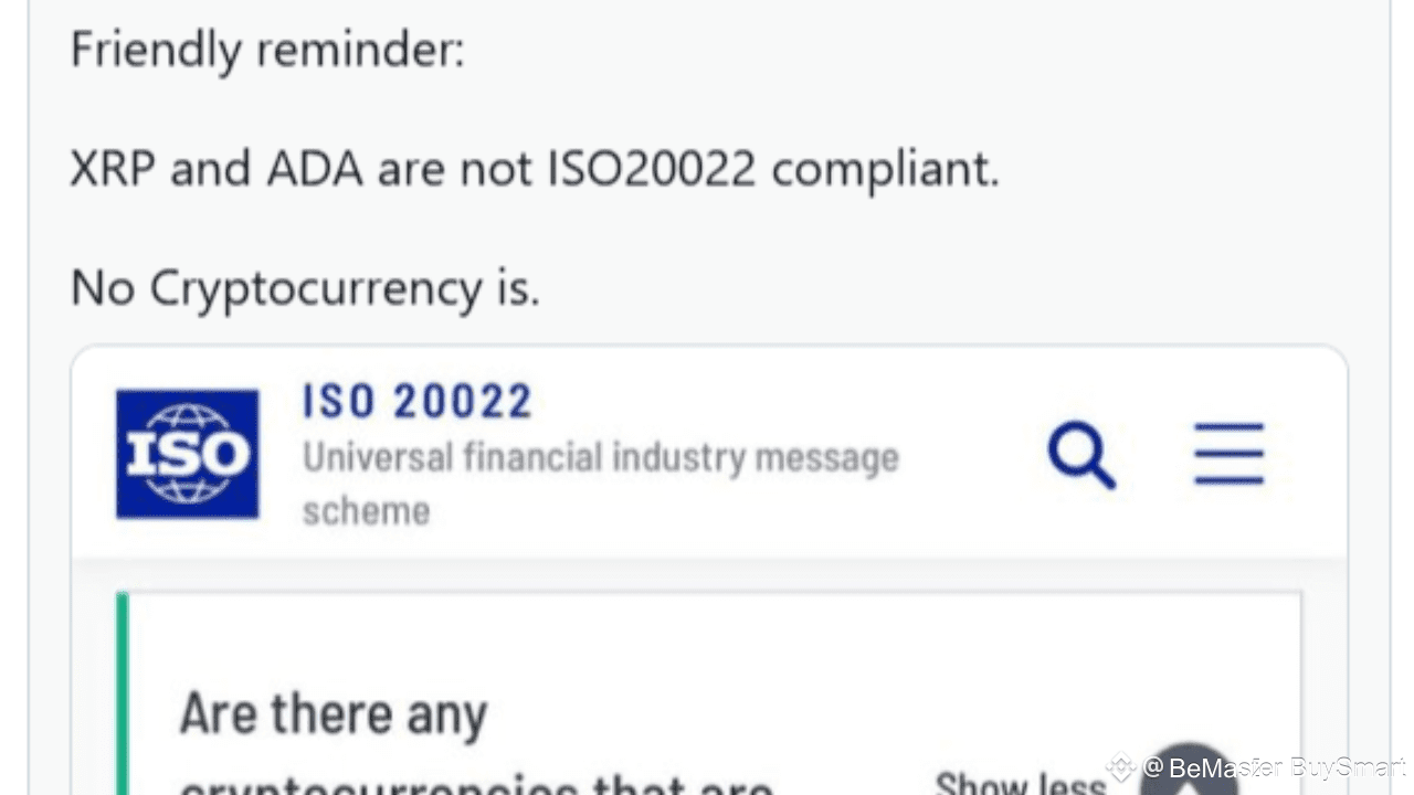 Confirmed With Proof: XRP and ADA Are Not ISO 20022-Compliant | BeMaster  BuySmart on Binance Square