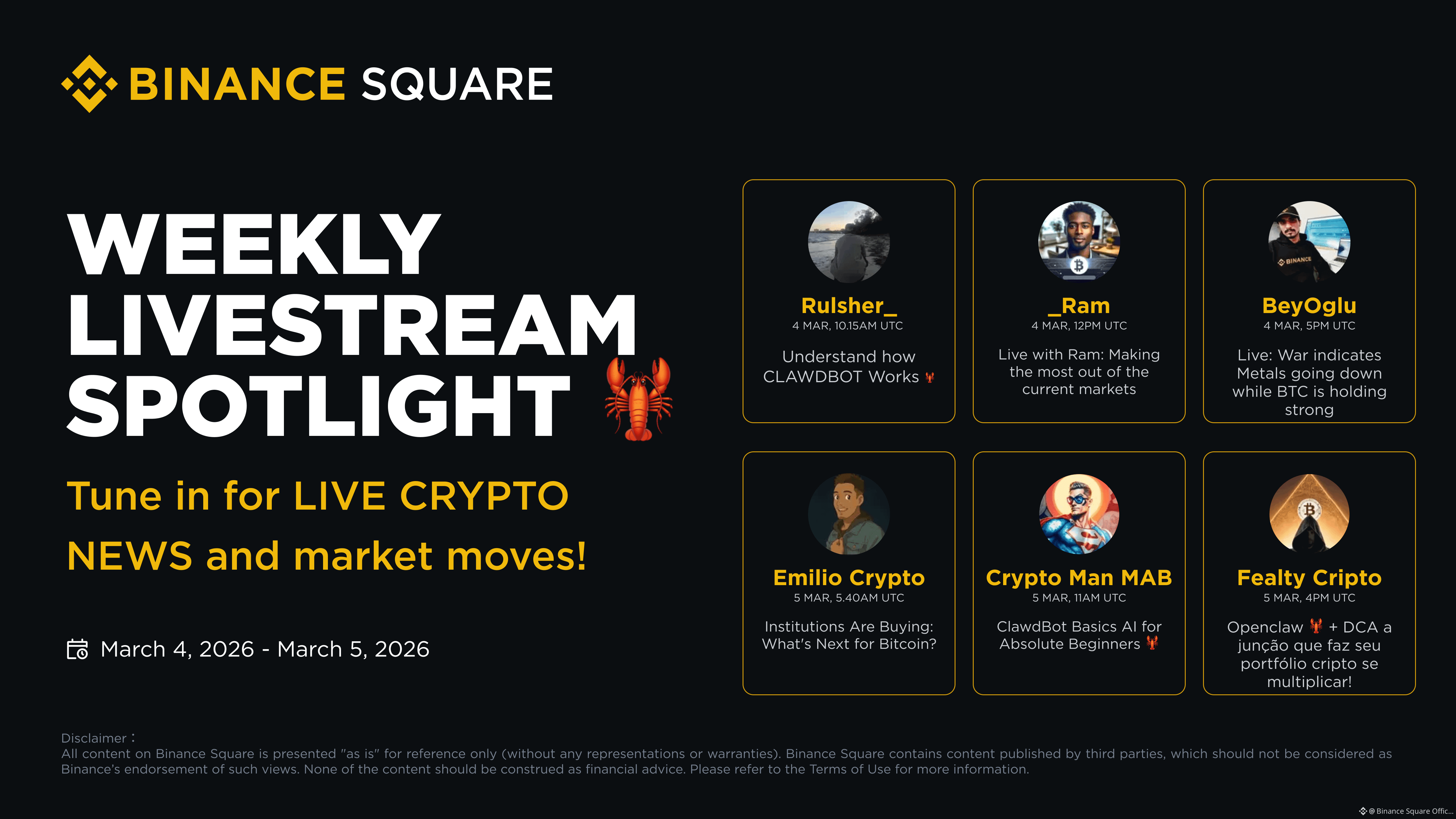 Binance Square Trading Live Stream Preview 📅 March 4, 2026 | Binance ...