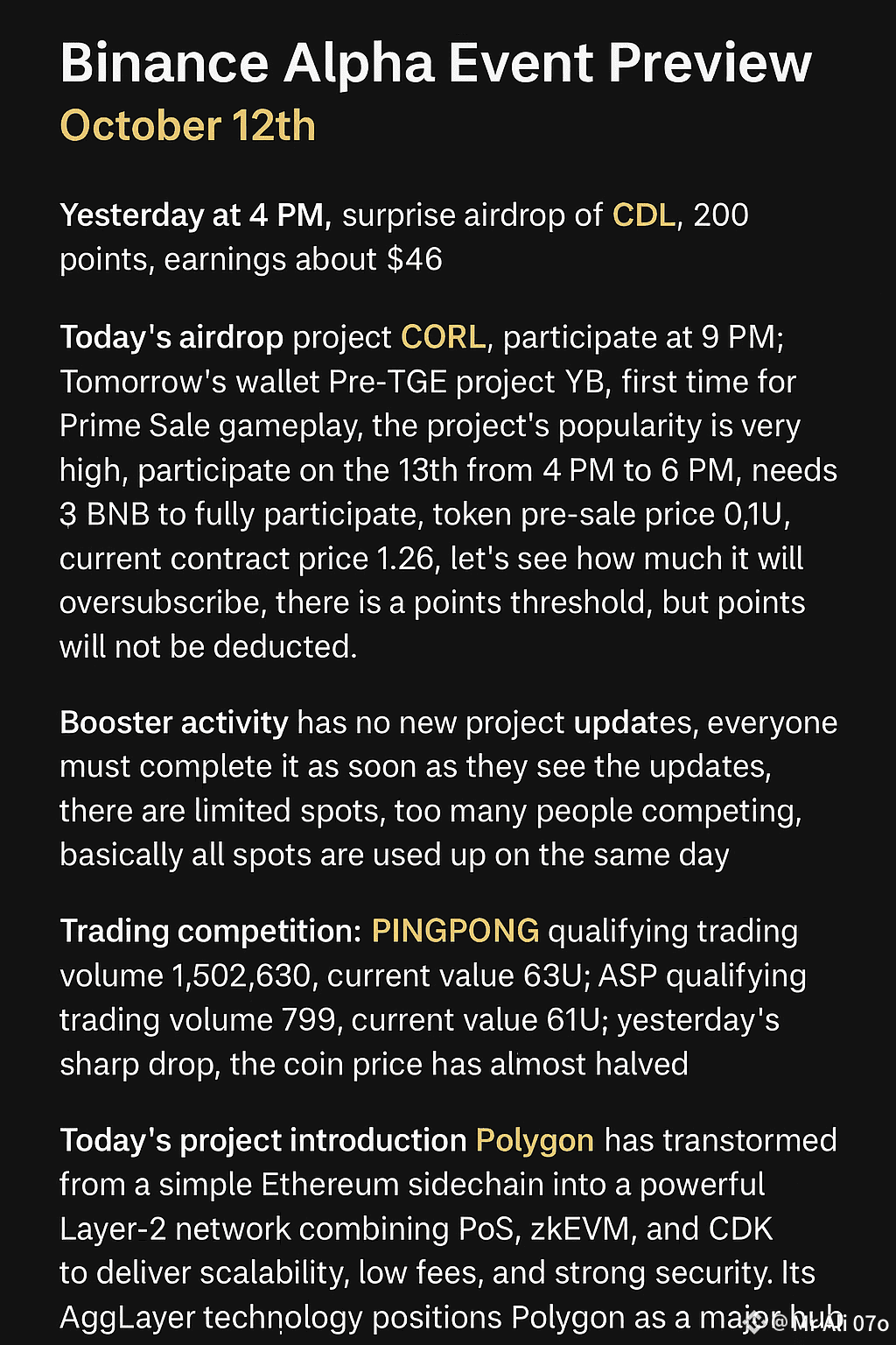 Binance Alpha Event Preview – October 12th Yesterday at 4 | Mr Ali 07o on  Binance Square