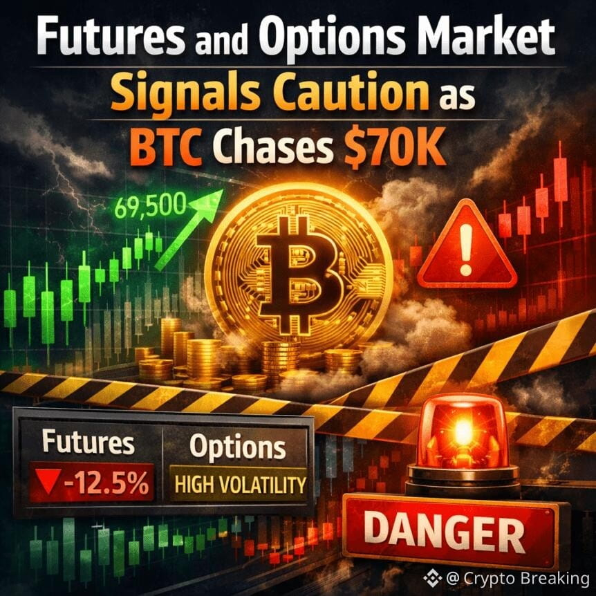 Futures And Options Market Signals Caution As Btc Chases $70k
