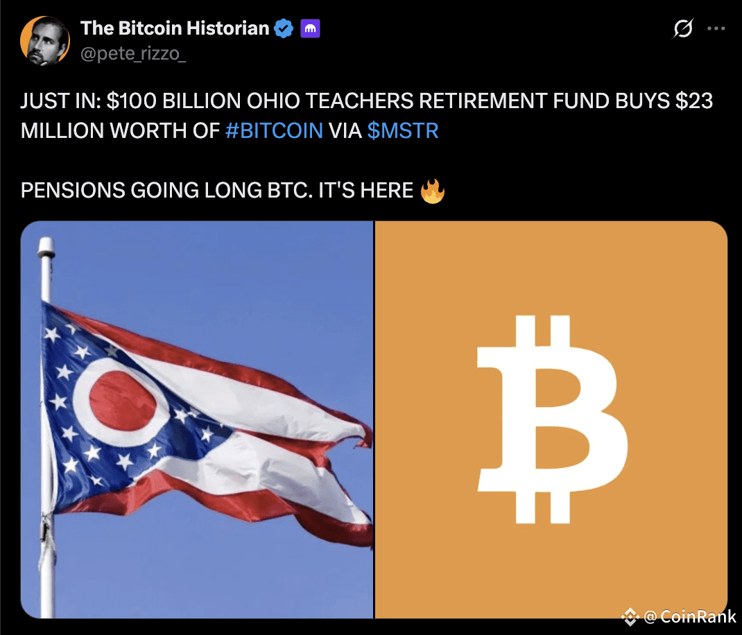 🚨 JUST IN: A $100 Billion Ohio Teachers Retirement Fund | CoinRank on  Binance Square