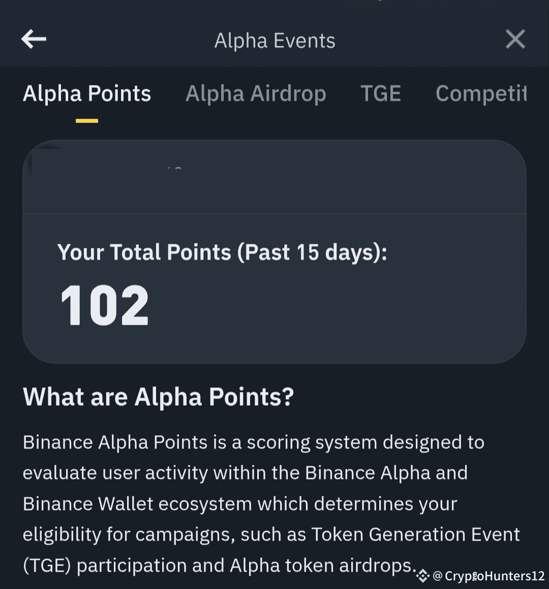How many #ALPHA points are you holding? #BinanceAlpha | CryptoHunters12 on  Binance Square