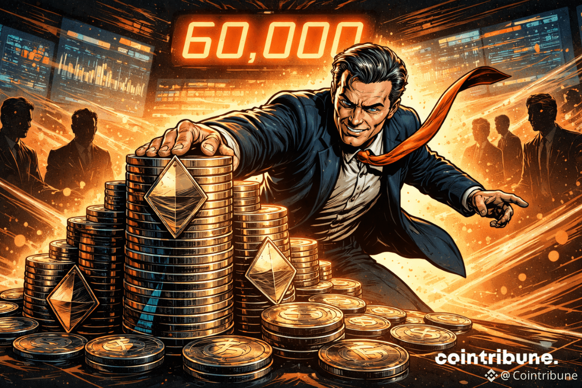 Dirigeant en costume face à une montagne de crypto Ethereum