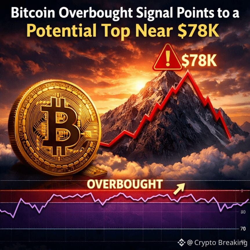 Bitcoin Overbought Signal Points To A Potential Top Near $78k