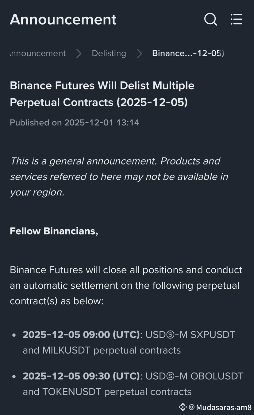 SXP Binance has officially announced that it will delist th | Mudasaraslam8  på Binance Square